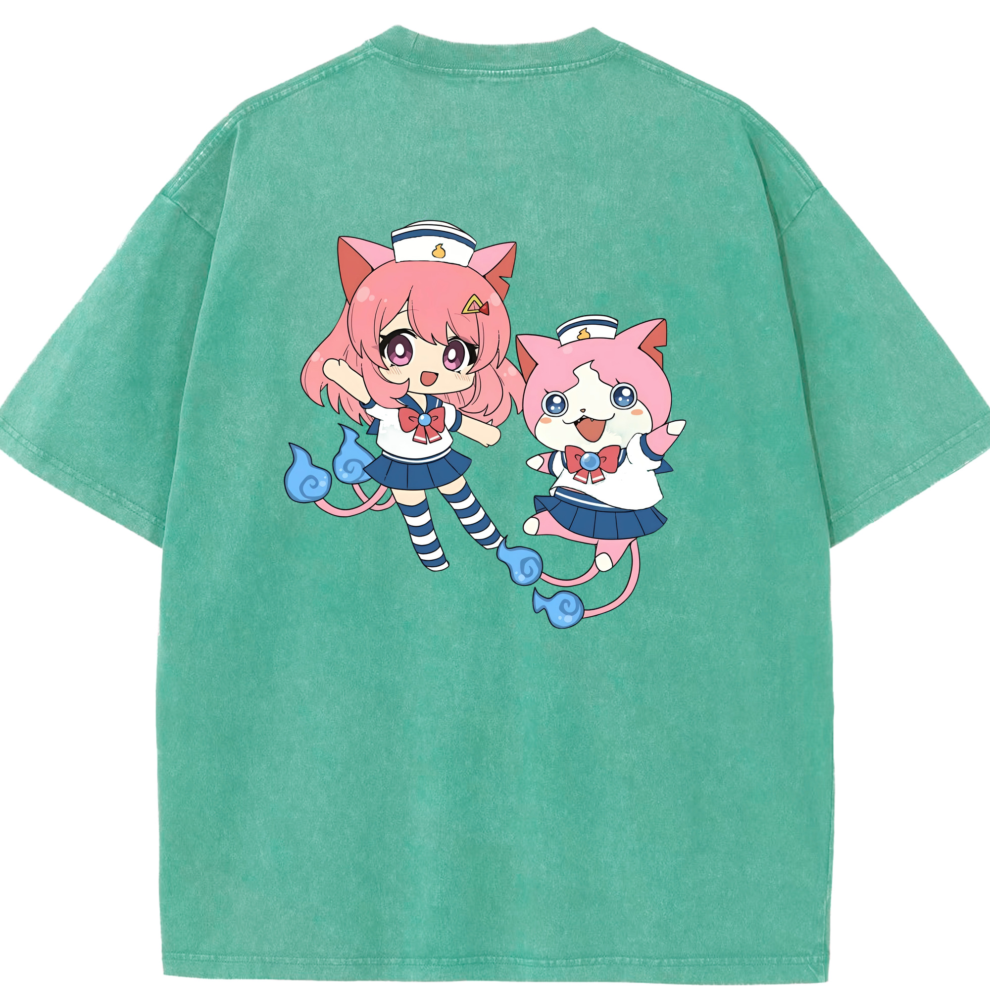 （画像用） 妖怪ウォッチ Yo-kai Watch 綿100% ヴィンテージ風 半袖Tシャツ（背面プリント）